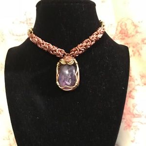 Hand made necklace with real Amethyst